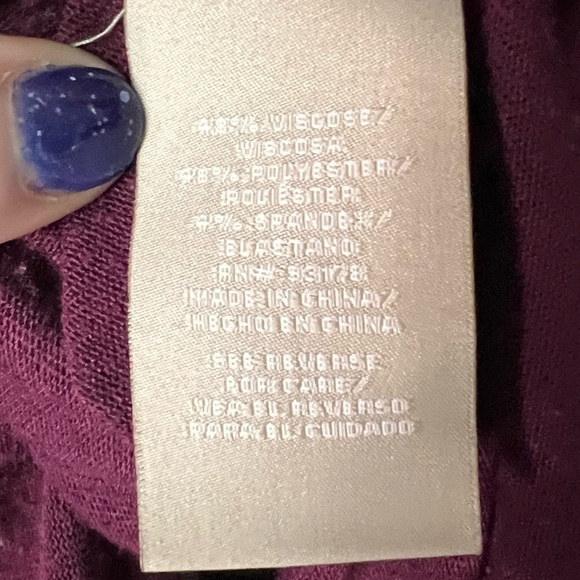 Joan Vass New York Burgundy Crew Neck Long Sleeve Tunic - Medium - Picture 9 of 10